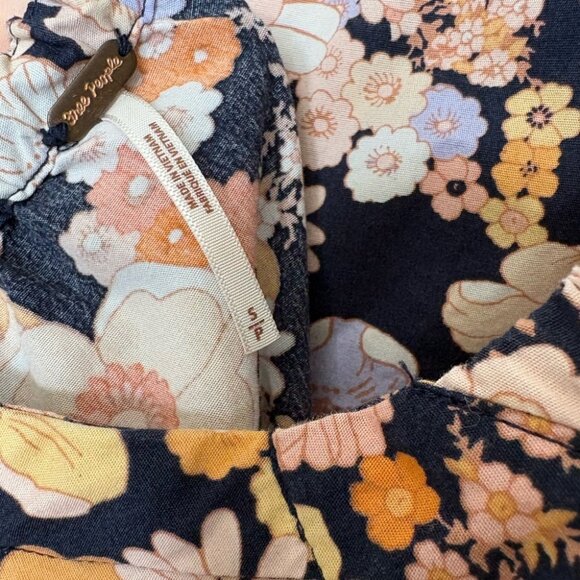 Free People Park Slope Floral Cotton Maxi Dress Navy Boho S - Picture 10 of 10